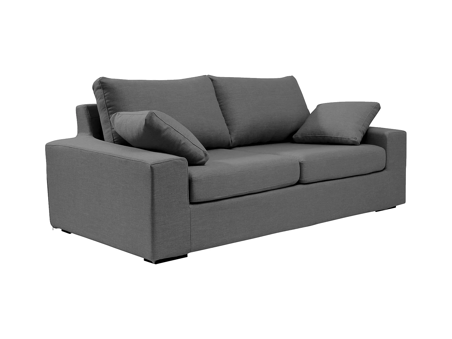 Convertible 6 cm lattes canapé 3 pl DEULE 193 cm tissu Tradition Anthracite - Fab. France