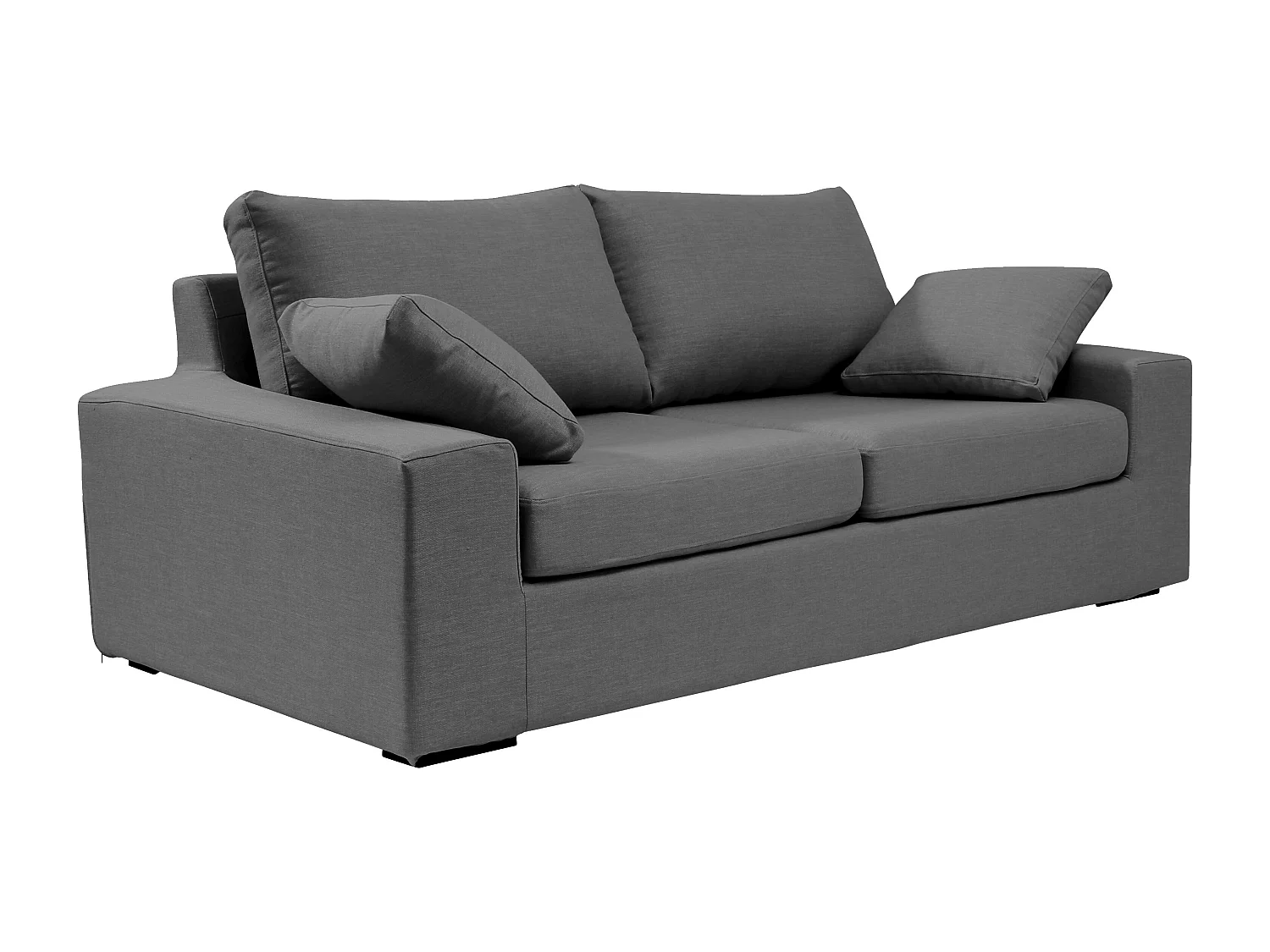 Convertible 6 cm lattes canapé 3 pl DEULE 193 cm tissu Tradition Anthracite - Fab. France