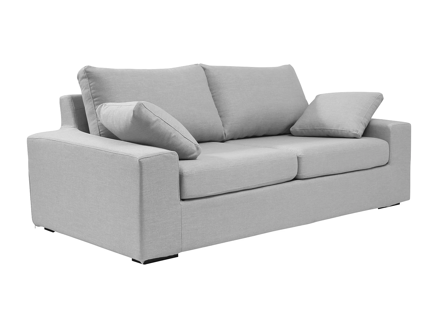 Convertible 6 cm lattes canapé 3 pl DEULE 193 cm tissu Tradition Gris Clair - Fab. France