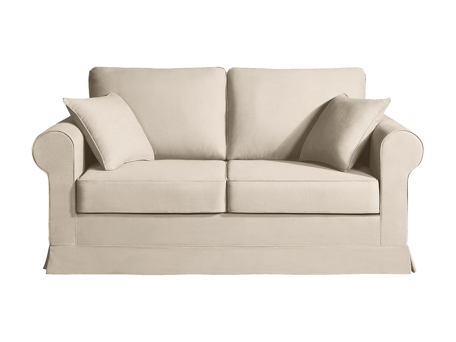 Convertible 14 cm HR 35kg/m³ canapé 2 pl COLME 180 cm tissu Tradition Beige - Fab. France