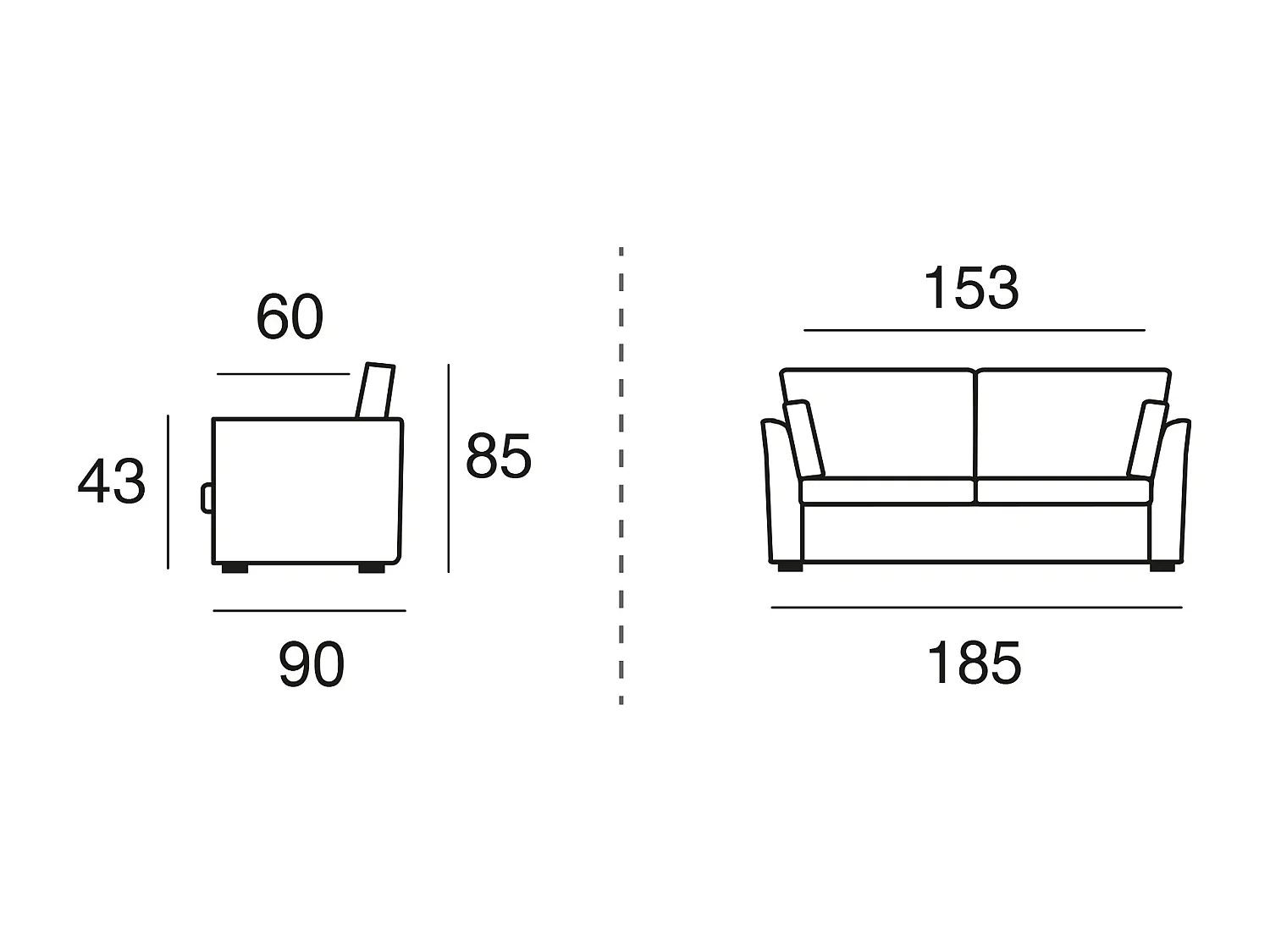 Convertible 6 cm lattes canapé 3 pl ESCAUT 185 cm tissu Tradition Anthracite - Fab. France