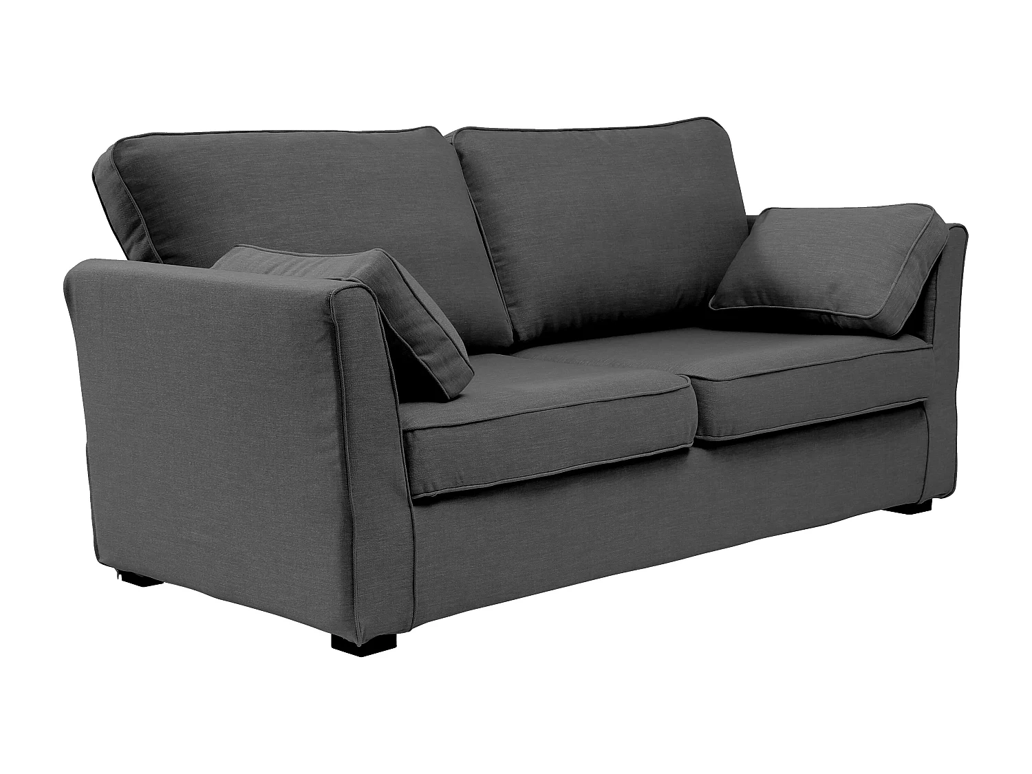 Convertible 6 cm lattes canapé 3 pl ESCAUT 185 cm tissu Tradition Anthracite - Fab. France