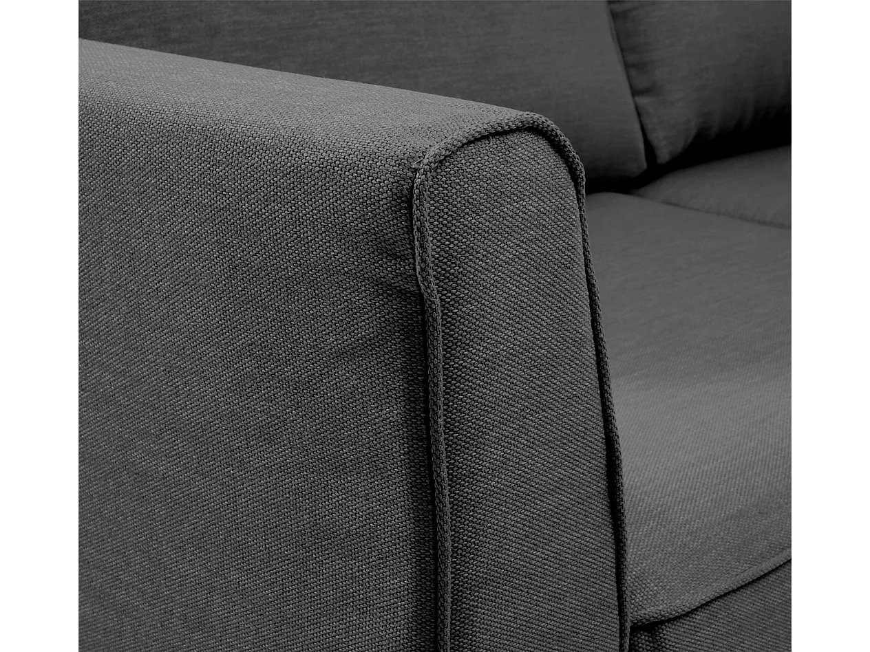Convertible 6 cm lattes canapé 3 pl ESCAUT 185 cm tissu Tradition Anthracite - Fab. France
