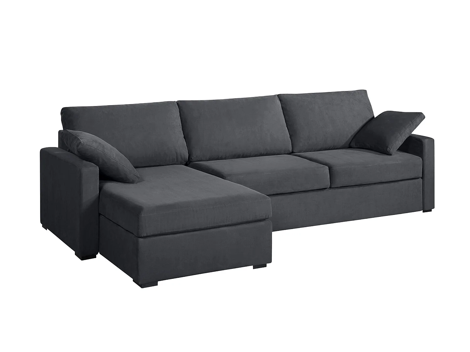 Canapé d'angle convertible 14 cm LYS 260x160 cm Tradition Anthracite - Fab. en France