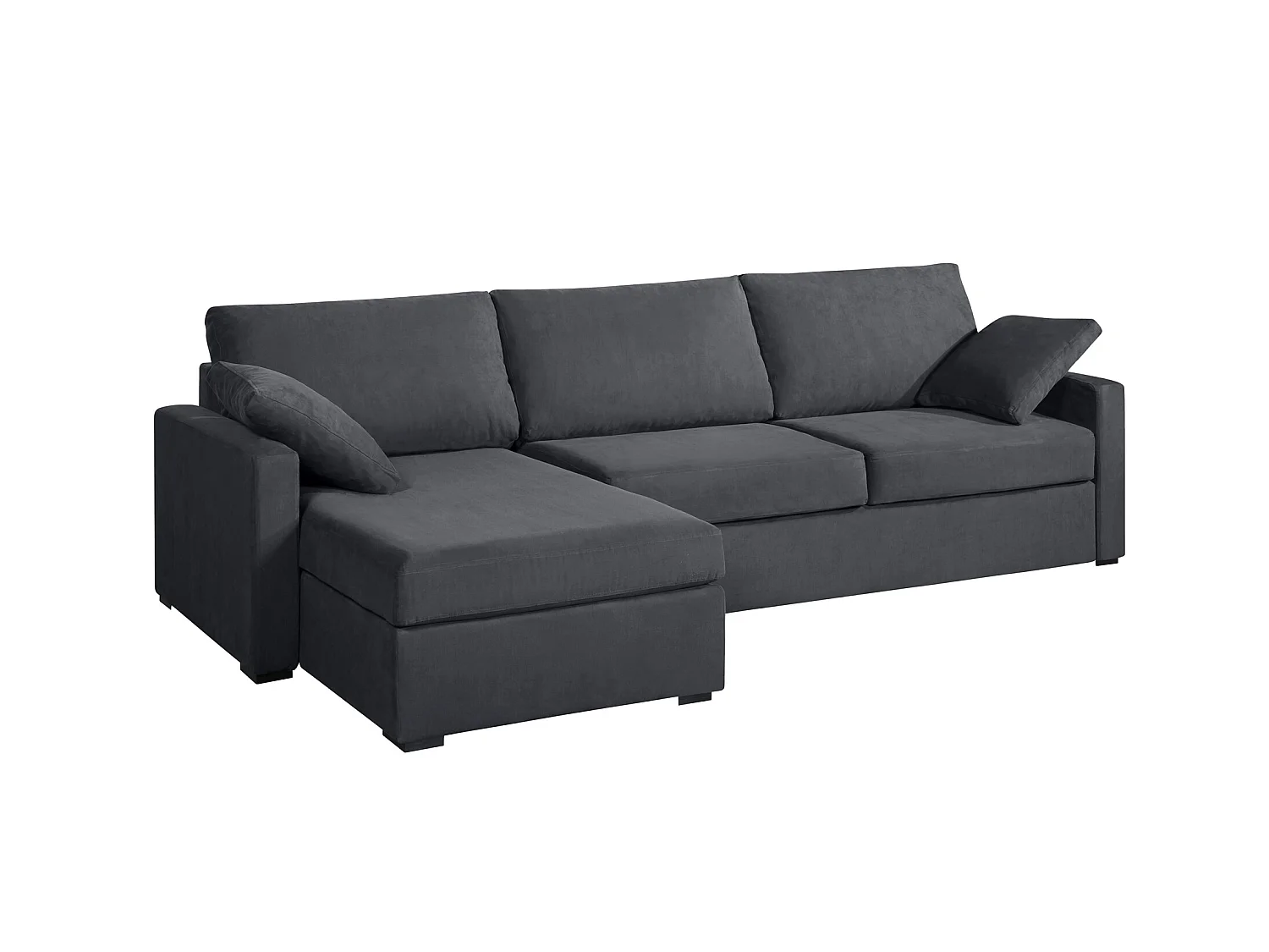 Canapé d'angle convertible 14 cm LYS 260x160 cm Tradition Anthracite - Fab. en France