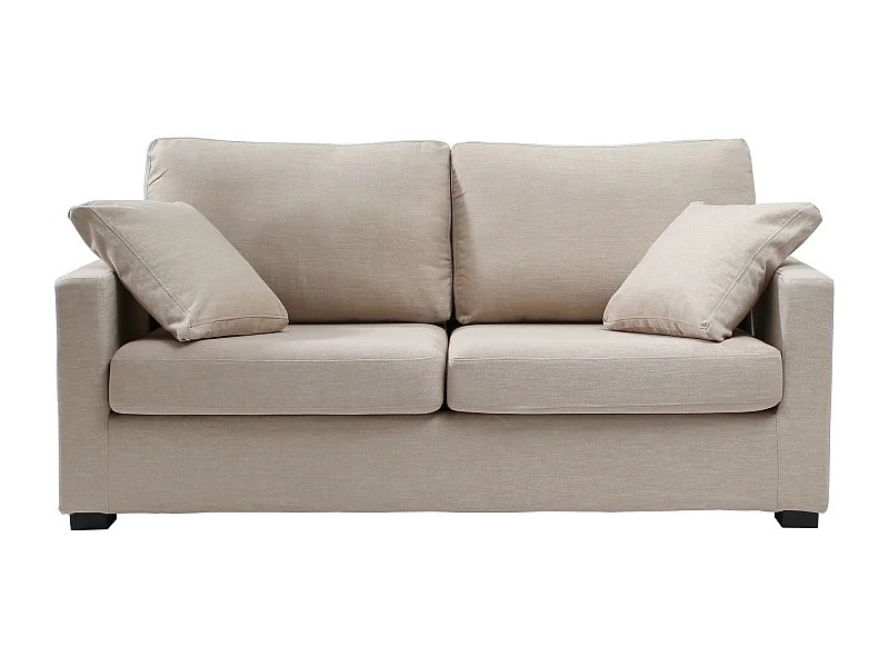 Convertible 14 cm HR 35kg/m³ canapé 3 pl LYS 185 cm tissu Tradition Beige - Fab. France