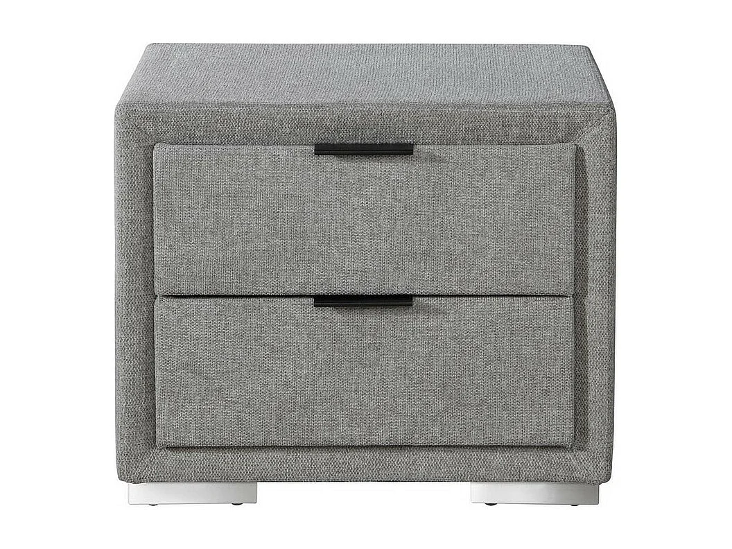 Comodino contemporaneo VIORNE in tessuto grigio con due cassetti