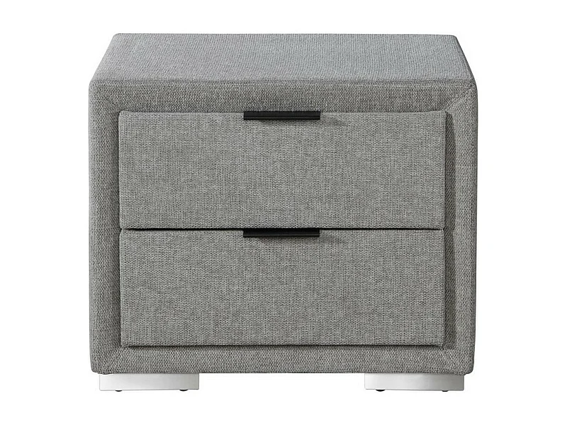 Table de chevet contemporaine en tissu gris avec deux tiroirs VIORNE