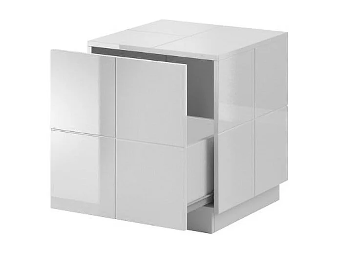 Lot de 2 tables de chevet design blanc brillant + LED Flow - blanc