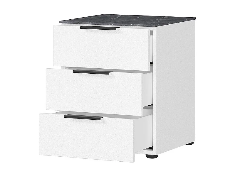 Comodino di design a tre cassetti MARBLE bianco e marmo