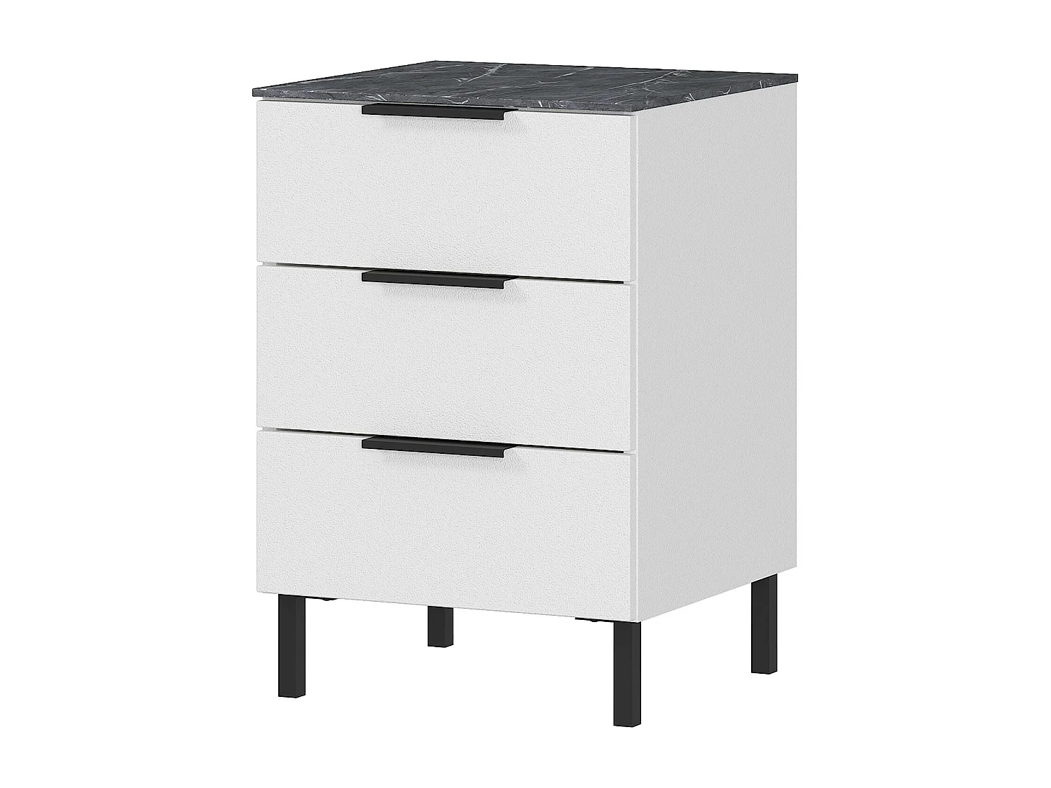 Comodino di design a tre cassetti MARBLE bianco e marmo