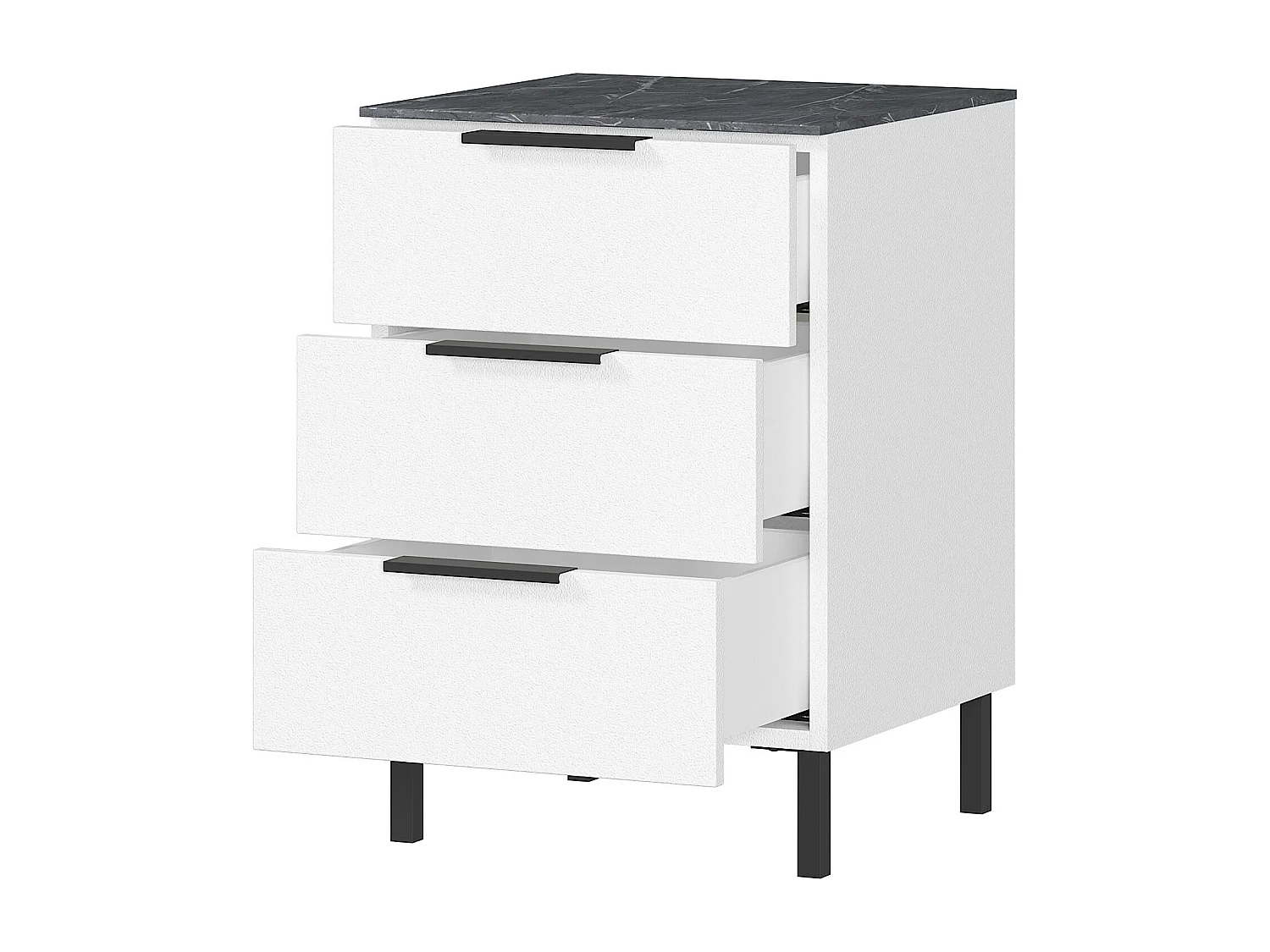 Comodino di design a tre cassetti MARBLE bianco e marmo