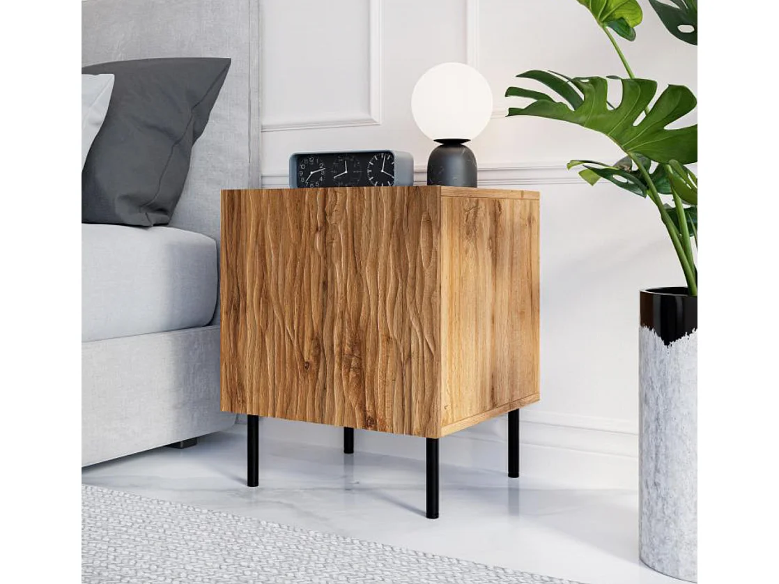 Table de chevet design décor chêne wotan Mokt (x2)