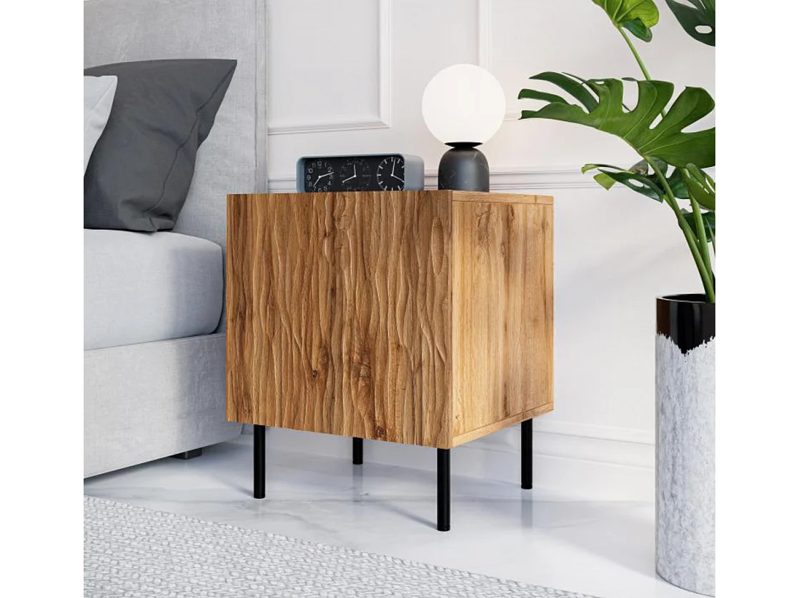 Mesilla de noche de diseño, roble wotan Mokt (x2)