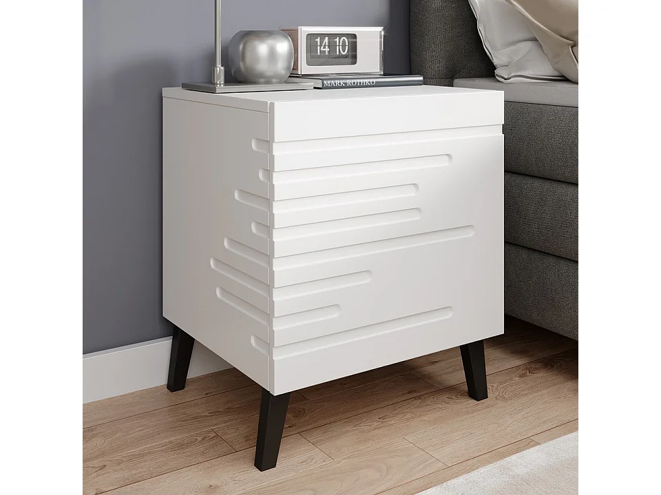 Comodino design bianco opaco x2 Max