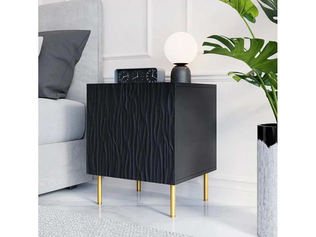 Table de chevet design noir mat Mokt (x2)