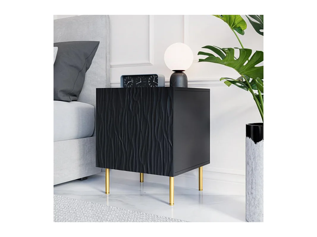 Table de chevet design noir mat Mokt (x2)