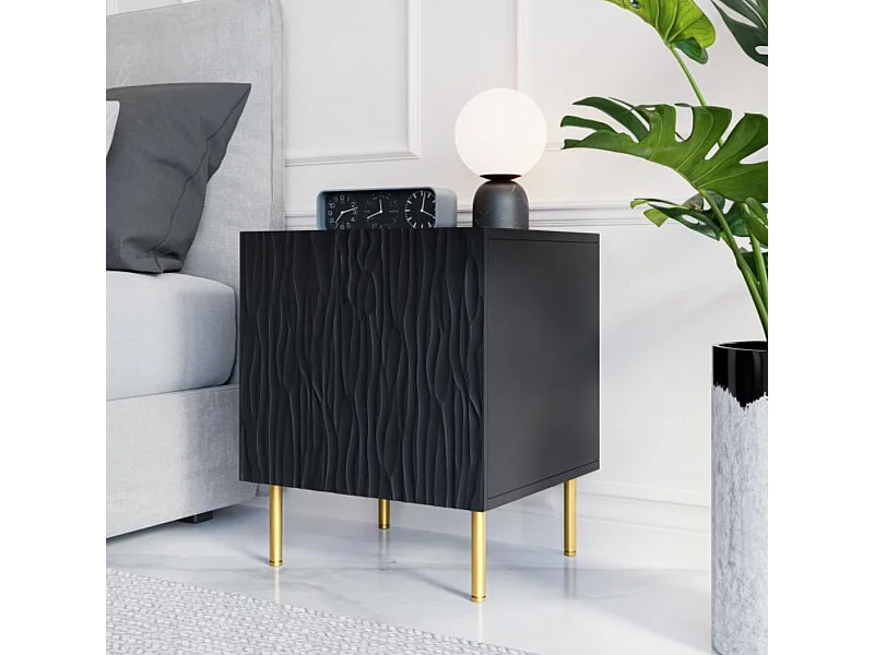 Comodino design nero opaco Mokt (x2)