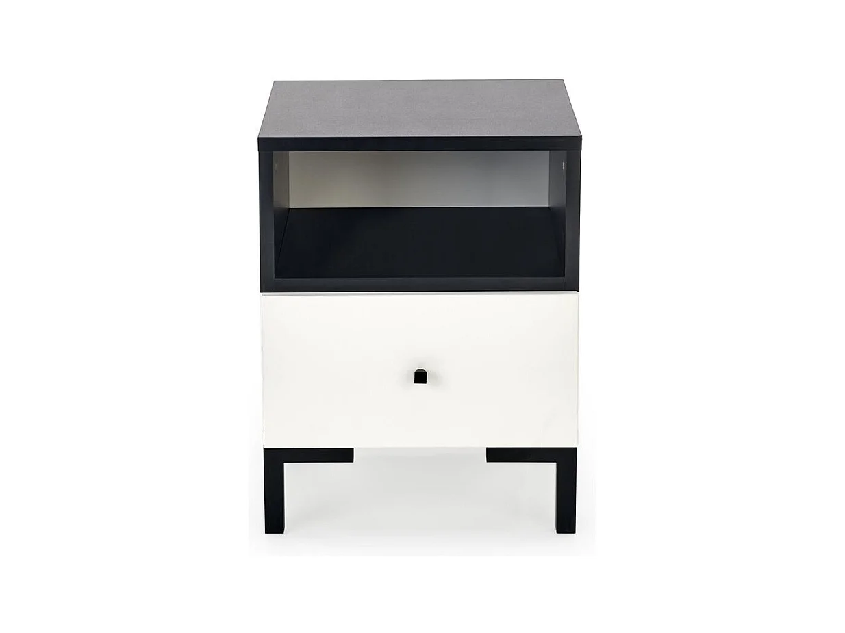 Table de chevet contemporaine blanche et noire AWEN