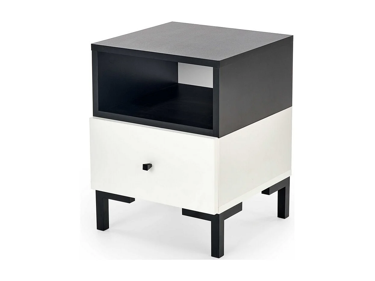 Table de chevet contemporaine blanche et noire AWEN