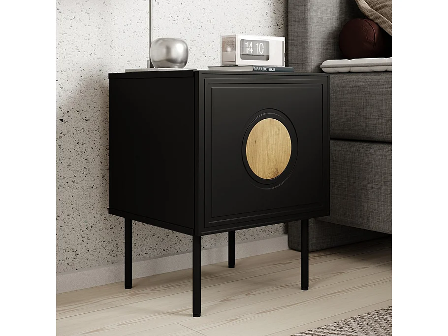 Set di 2 comodini Climb in nero opaco e rovere