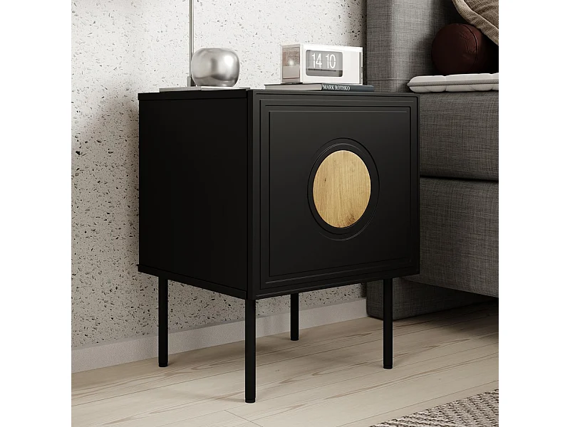 Set di 2 comodini Climb in nero opaco e rovere