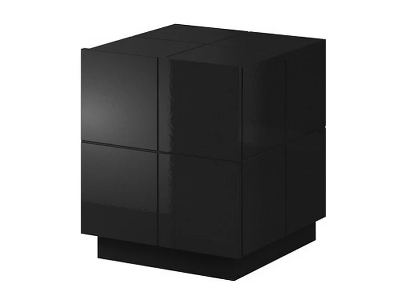 Lot de 2 Tables de chevet design noir brillant + LED Flow - Sans LED