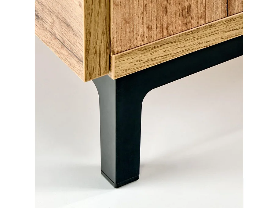 Table de chevet contemporaine noire et aspect chêne AWEN