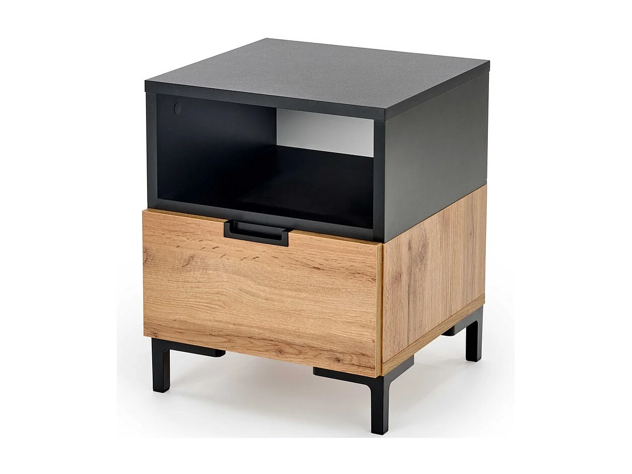 Comodino contemporaneo AWEN in rovere e nero
