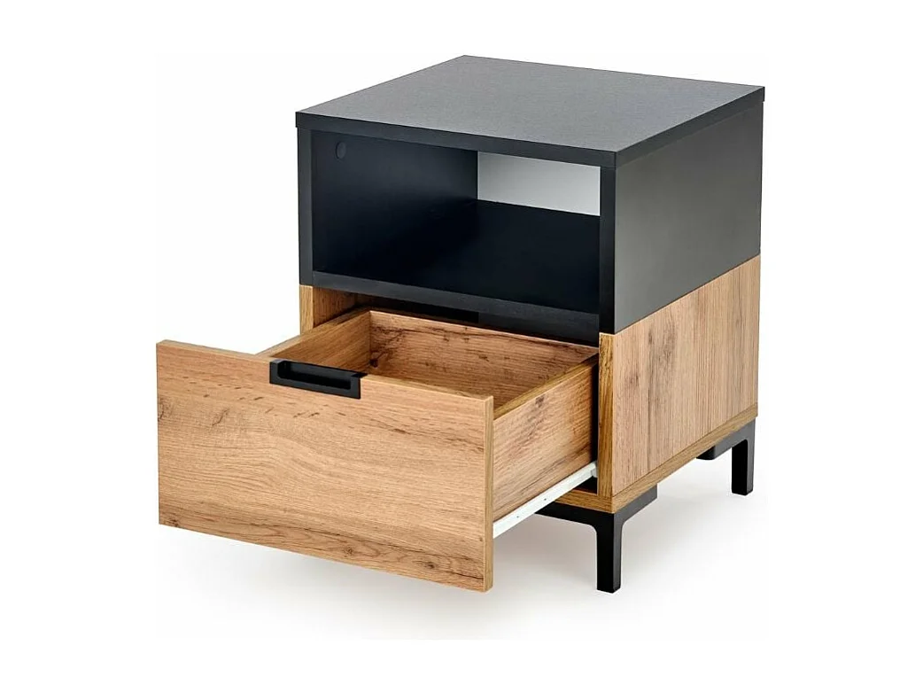 Comodino contemporaneo AWEN in rovere e nero