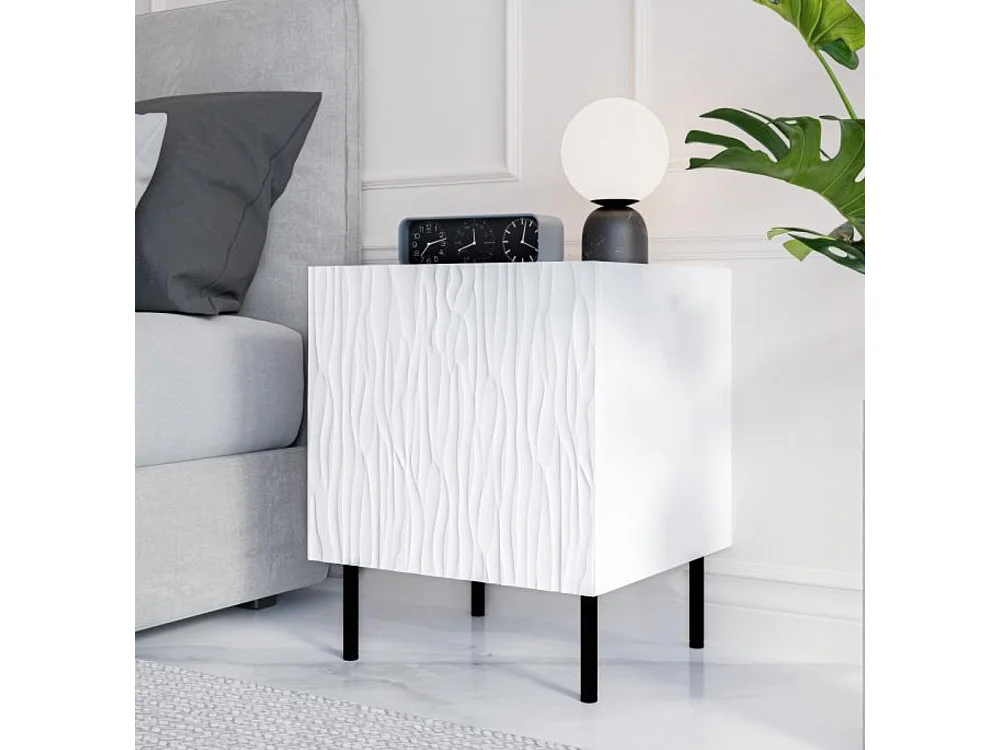 Table de chevet design blanc mat Mokt (x2)