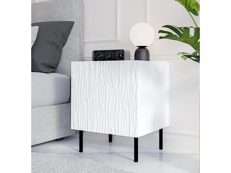 Comodino design bianco opaco Mokt (x2)