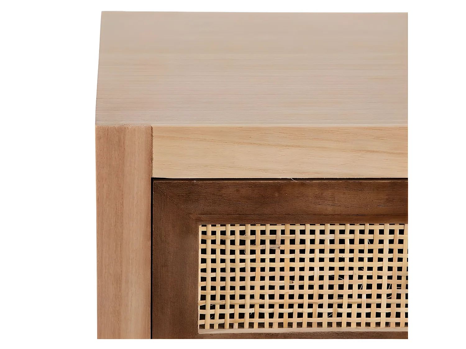 Table de chevet bois et rotin Shana