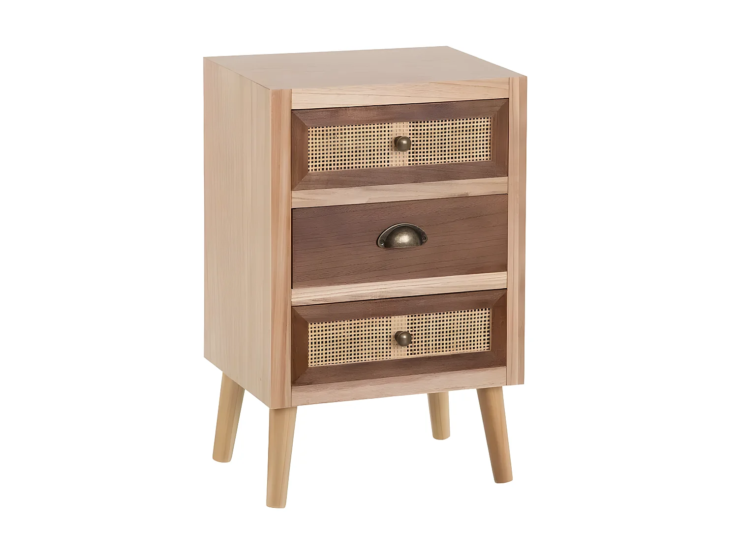 Table de chevet bois et rotin Shana