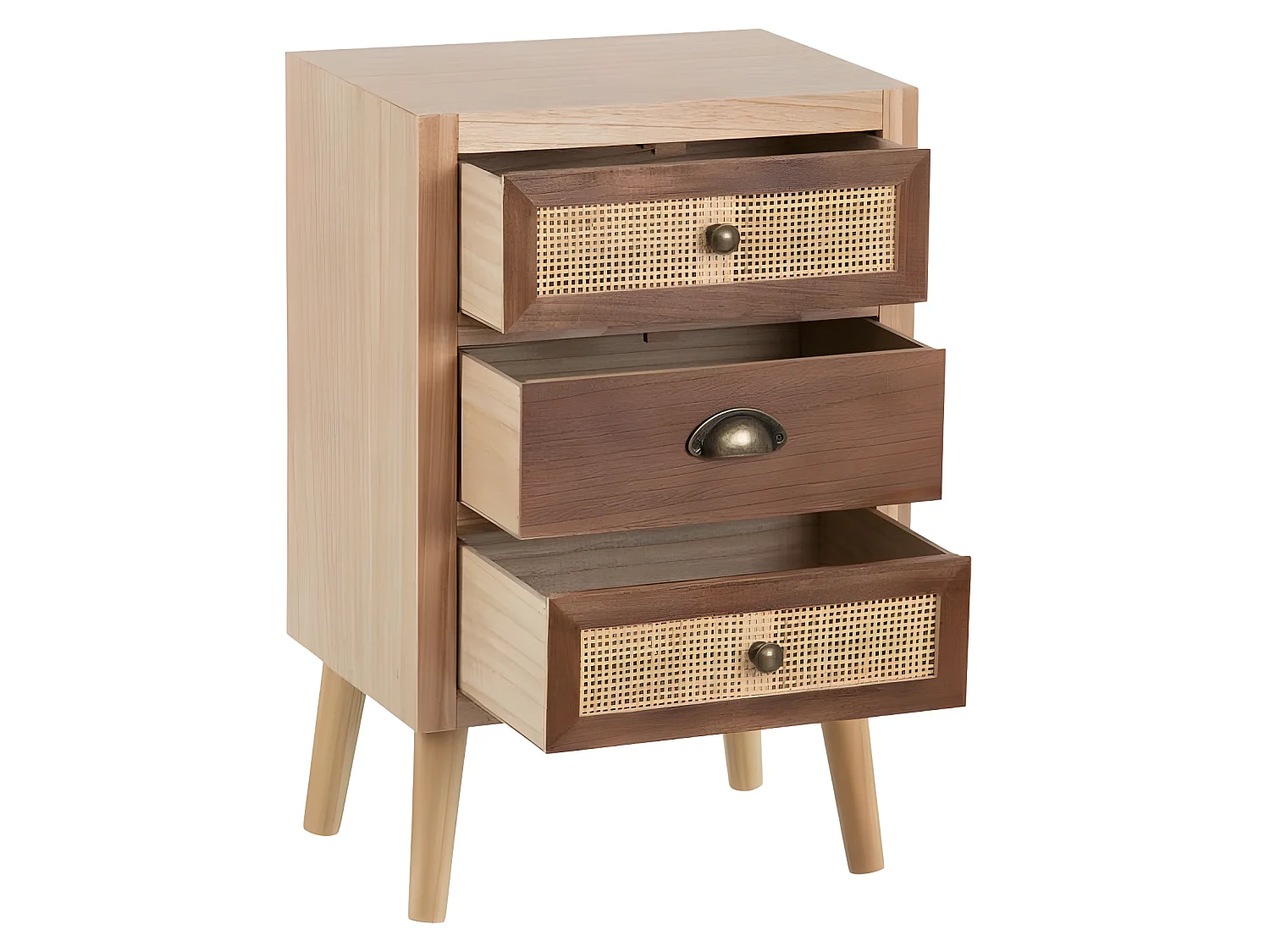 Table de chevet bois et rotin Shana