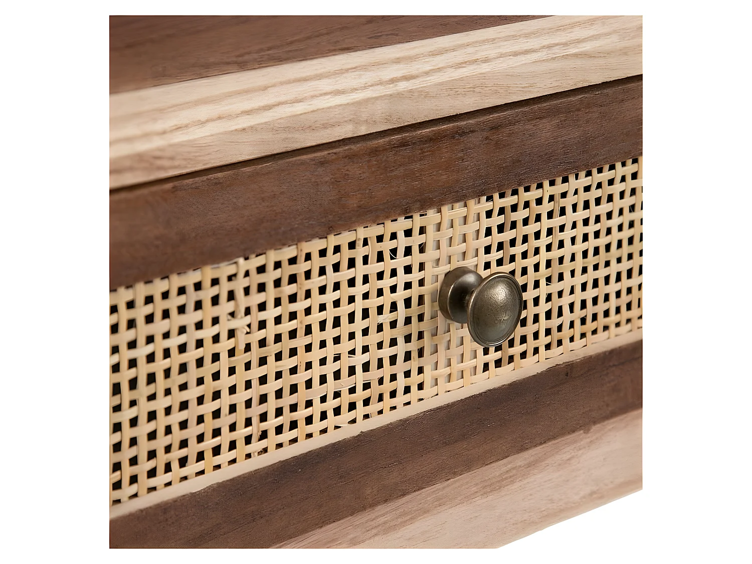 Table de chevet bois et rotin Shana