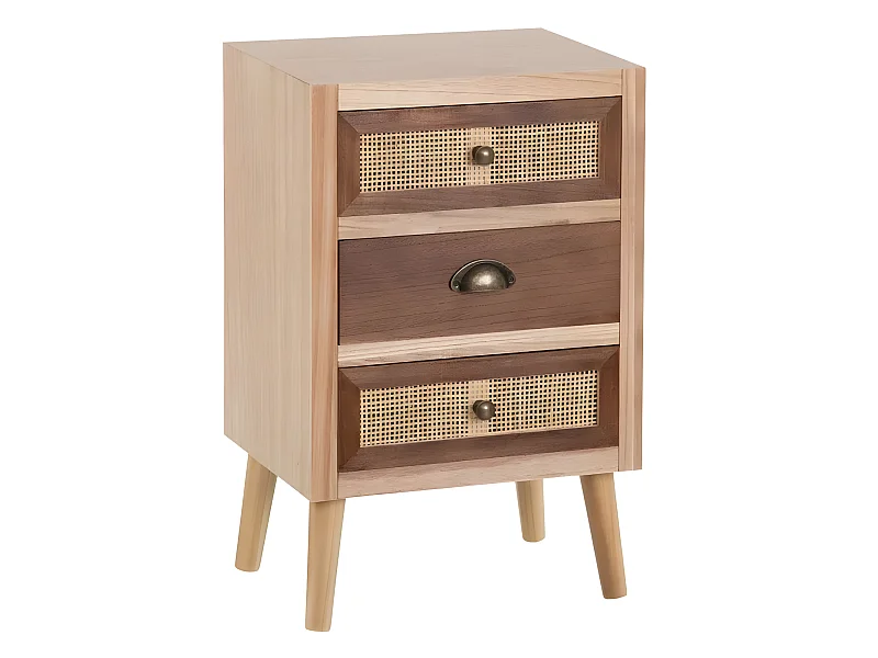 Table de chevet bois et rotin Shana