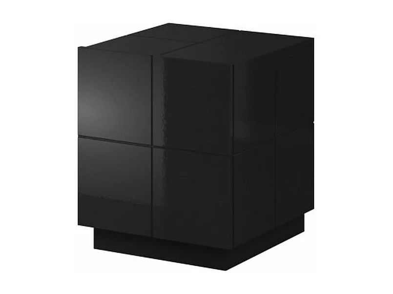 Lot de 2 Tables de chevet design noir brillant + LED Flow - blanc