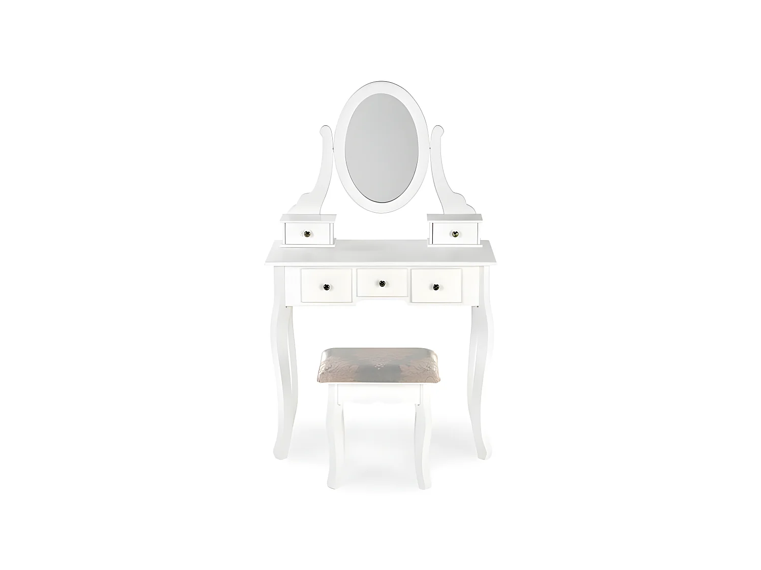 Coiffeuse design blanc laqué + miroir + banc Laki