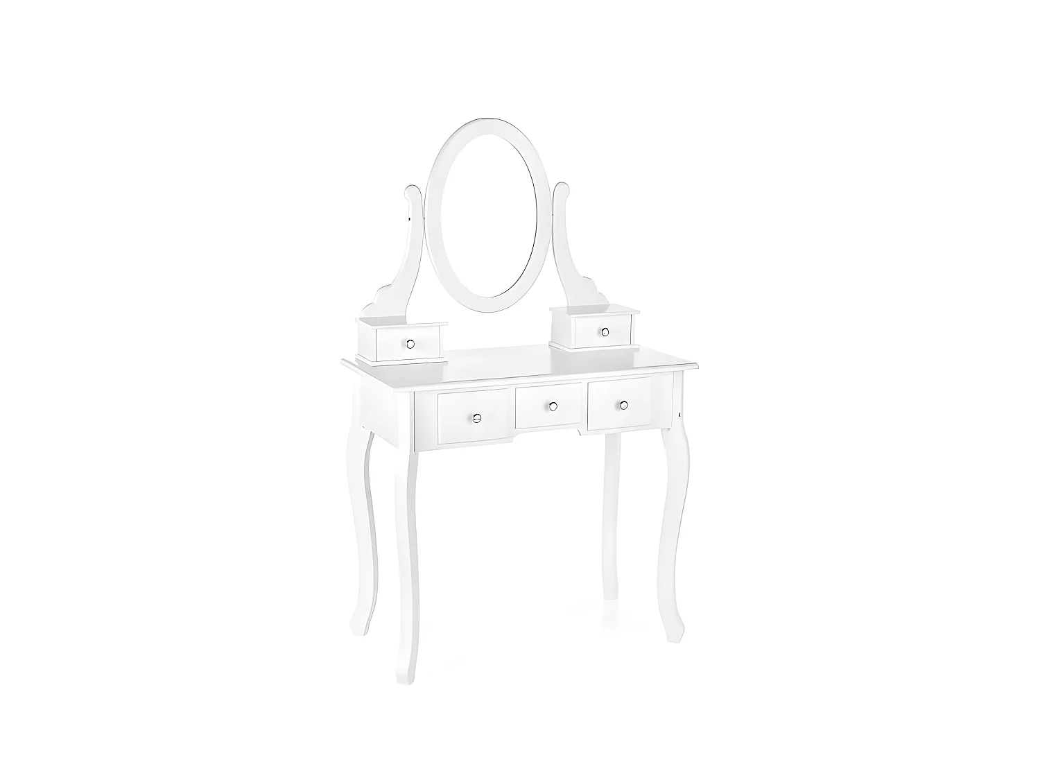 Coiffeuse design blanc laqué + miroir + banc Laki