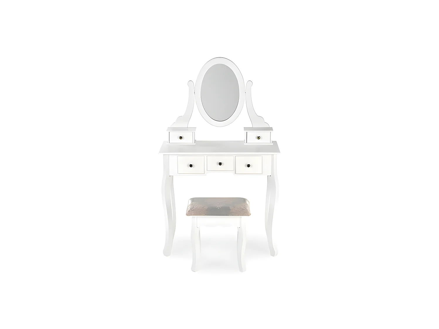 Coiffeuse design blanc laqué + miroir + banc Laki