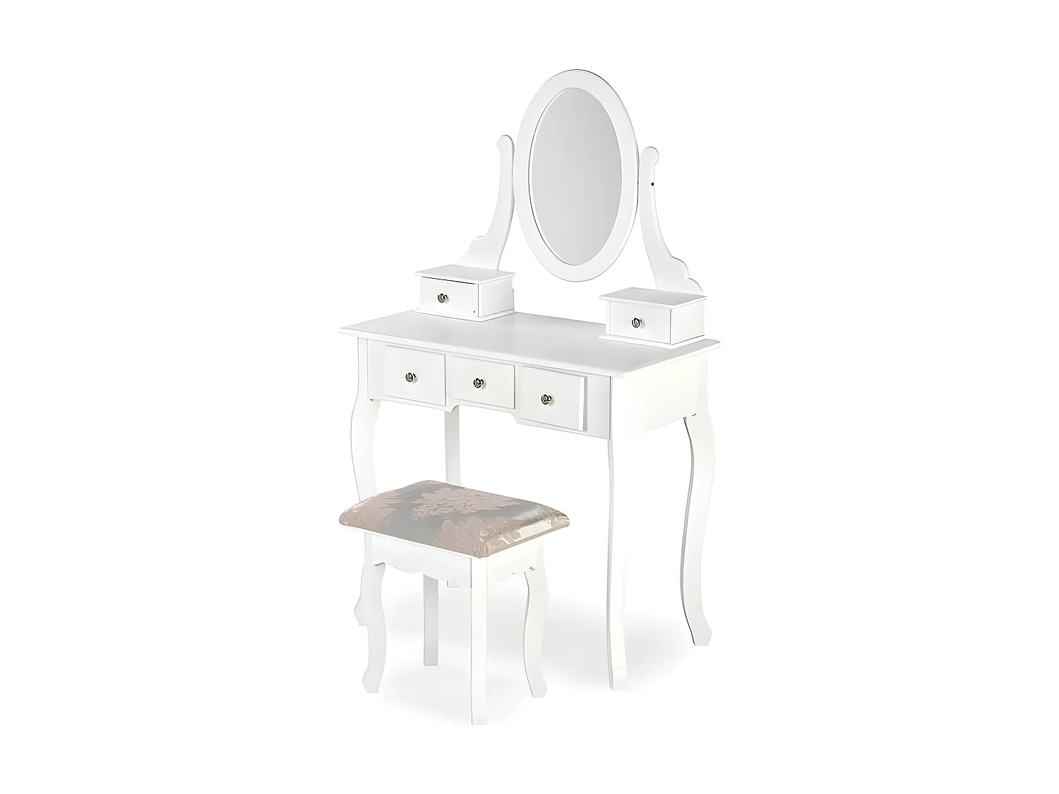 Coiffeuse design blanc laqué + miroir + banc Laki