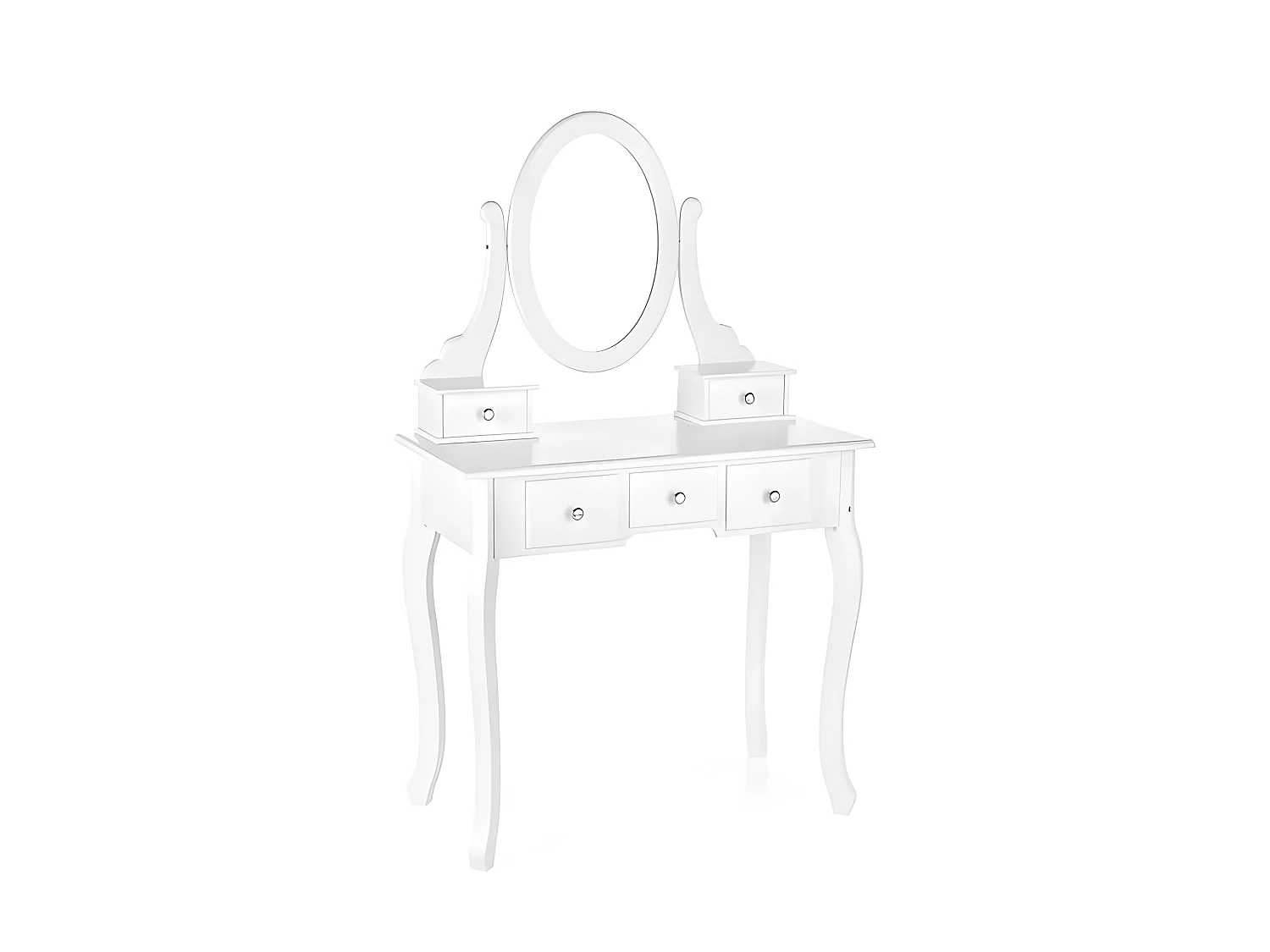 Coiffeuse design blanc laqué + miroir + banc Laki