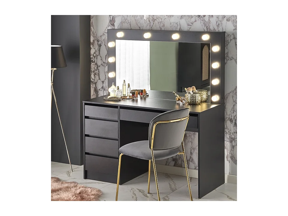 Coiffeuse design noire à led + miroir Bromo