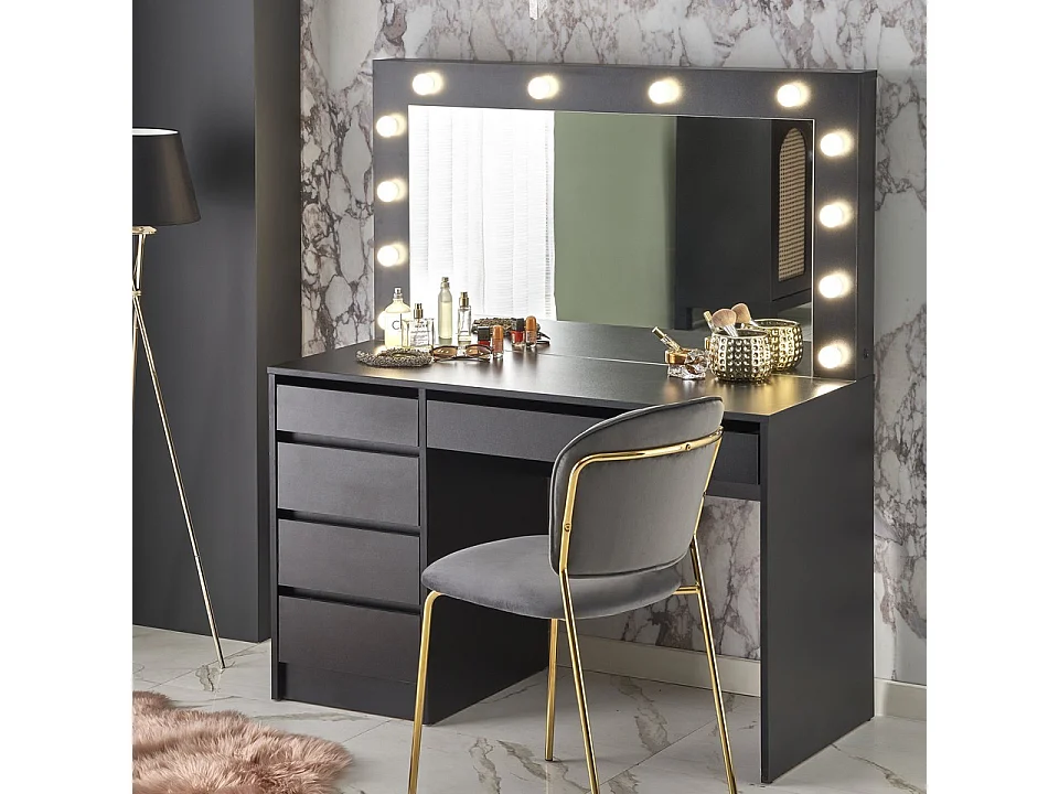 Mobiletto di design nero con luce LED e specchio Bromo