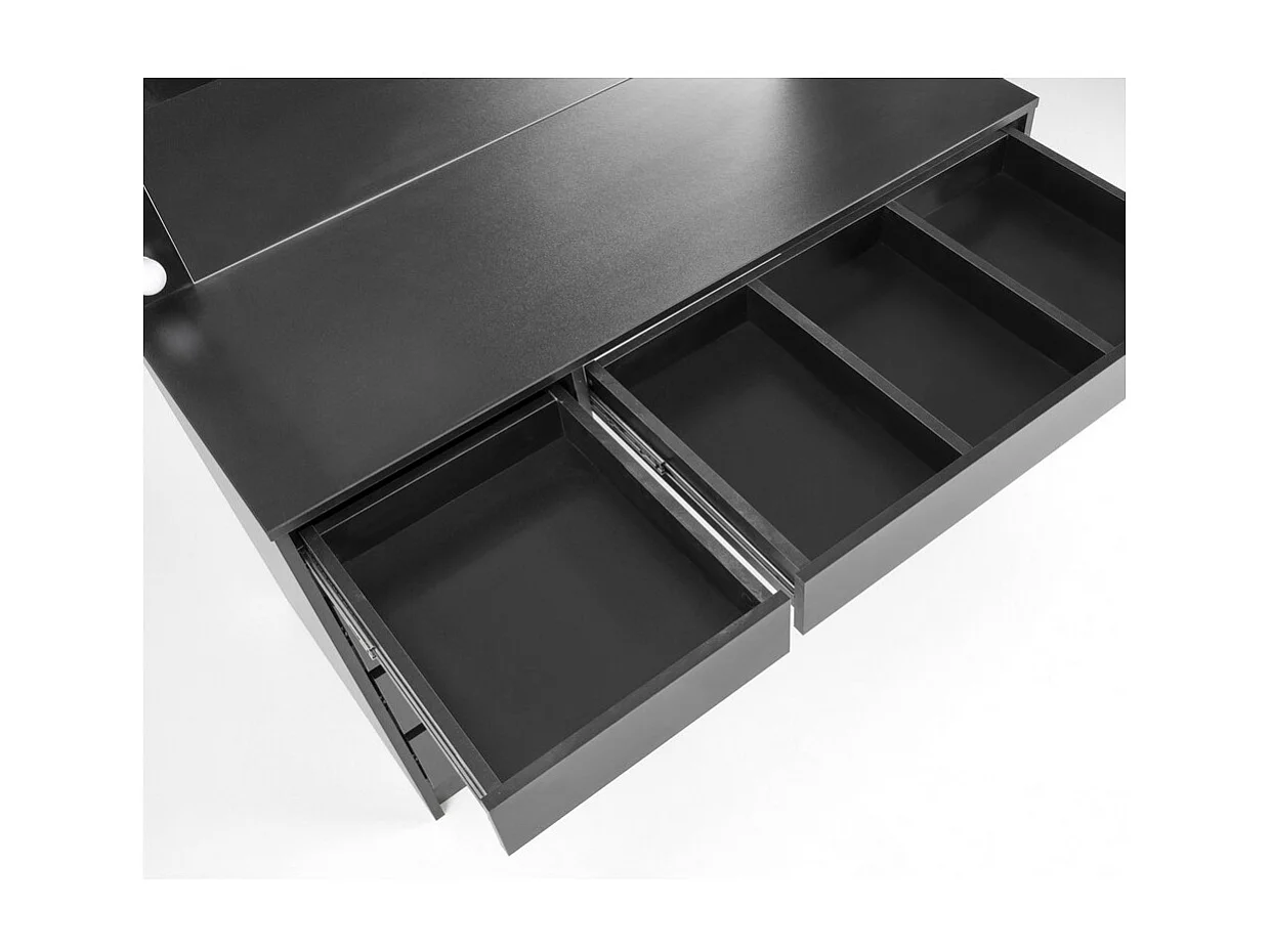 Mobiletto di design nero con luce LED e specchio Bromo