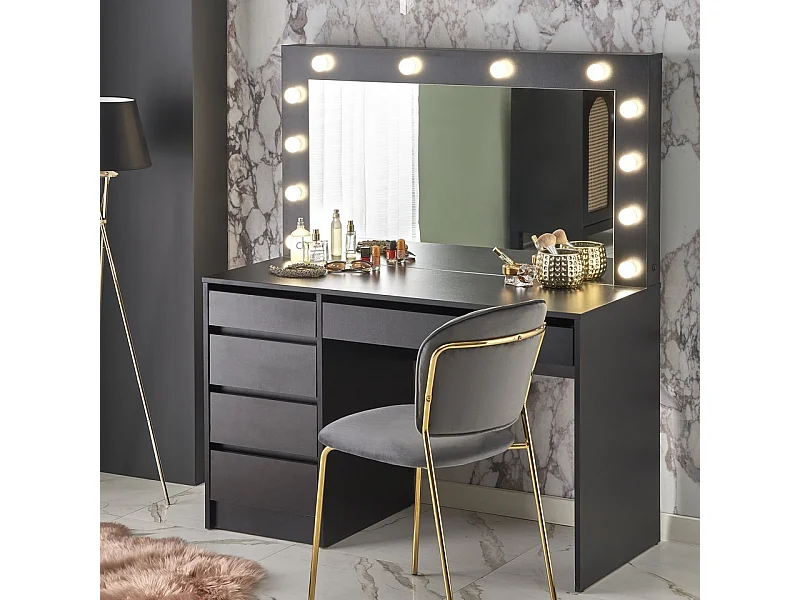 Mobiletto di design nero con luce LED e specchio Bromo