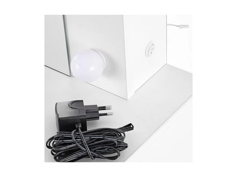 Coiffeuse blanche avec tiroirs et éclairage led STARS