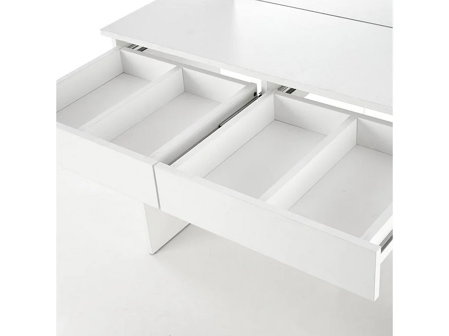 Coiffeuse blanche avec tiroirs et éclairage led STARS