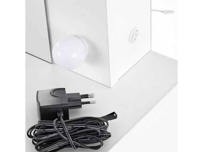 Coiffeuse blanche avec tiroirs et éclairage led STARS